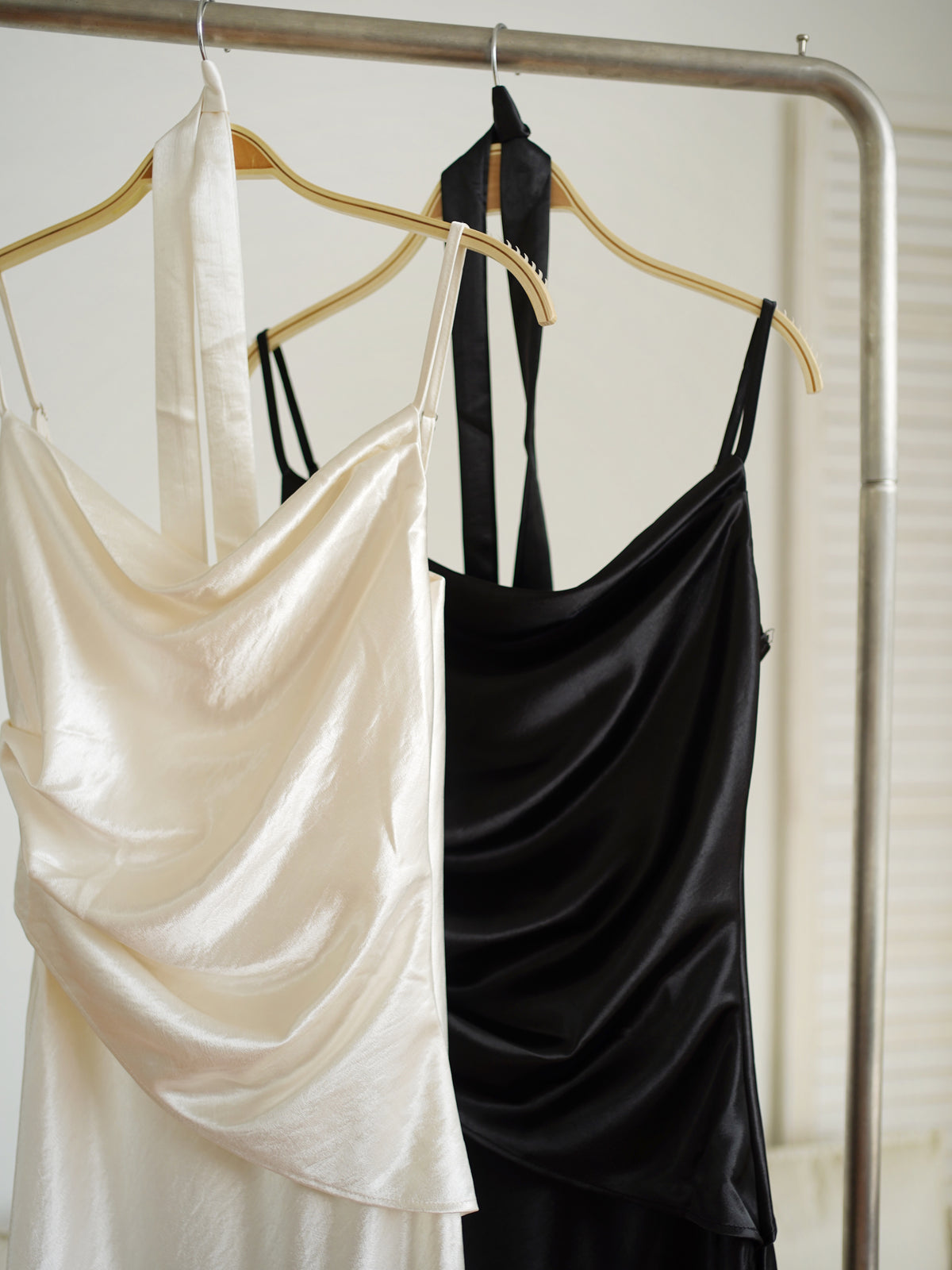 Katrina Satin Silk Cowl Dress (One piece layered-look dress)