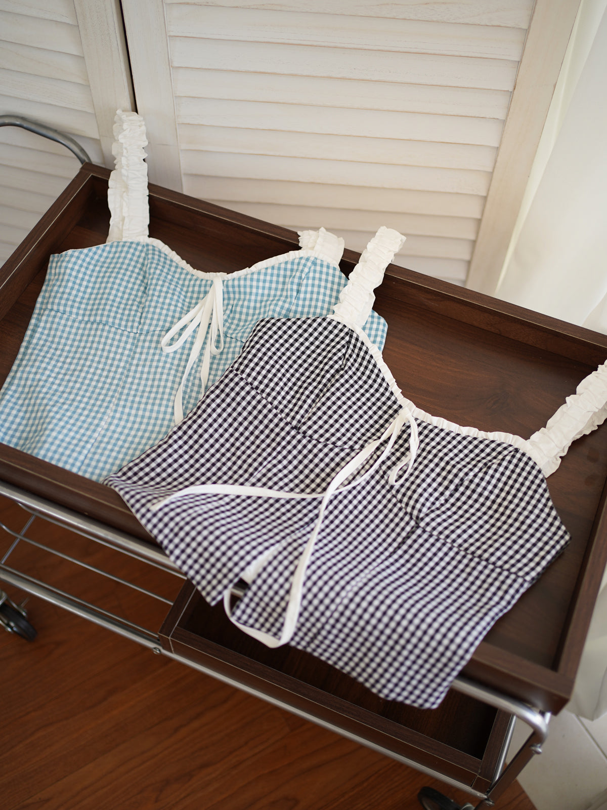 Claire Plaid Ribbon Top