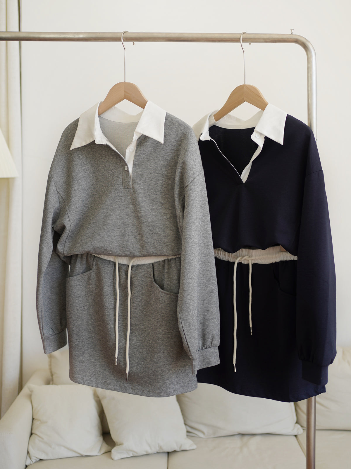 Polo Sweater Sporty Set (Skirt with inner pant)