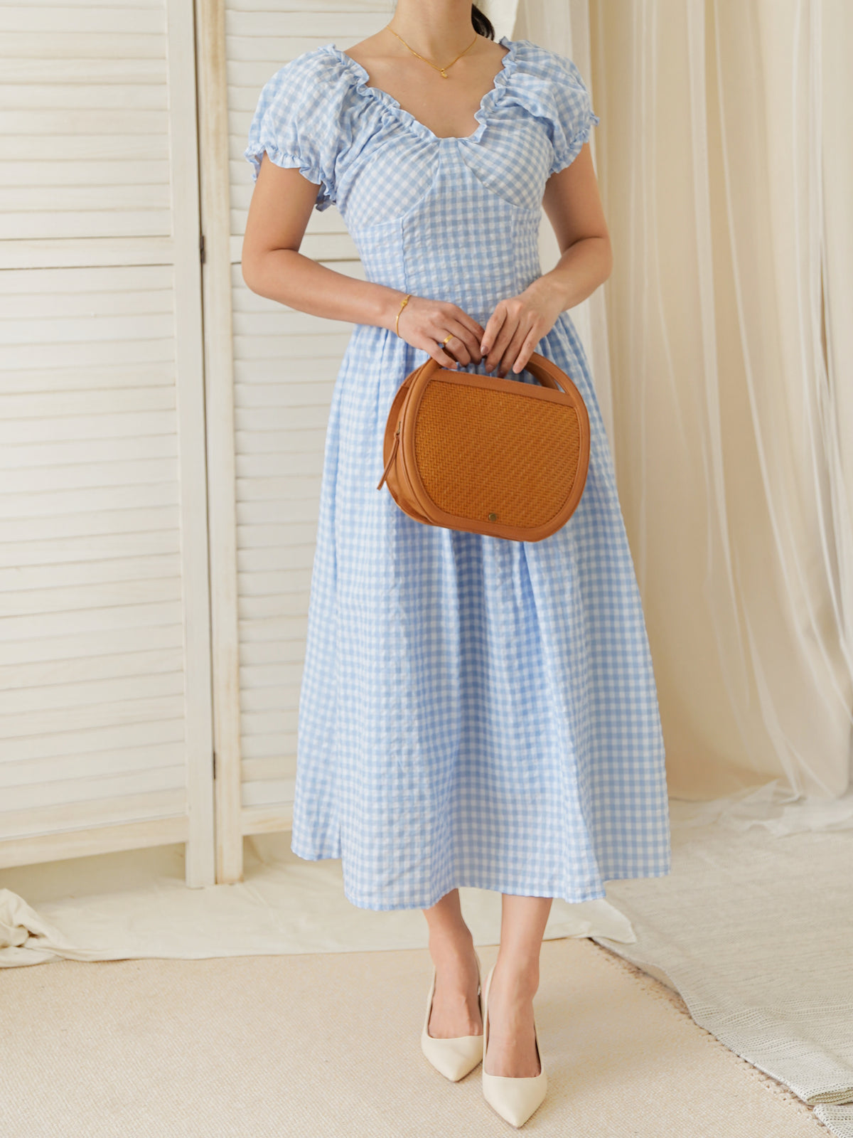 Soleil Plaid Puffy Dress