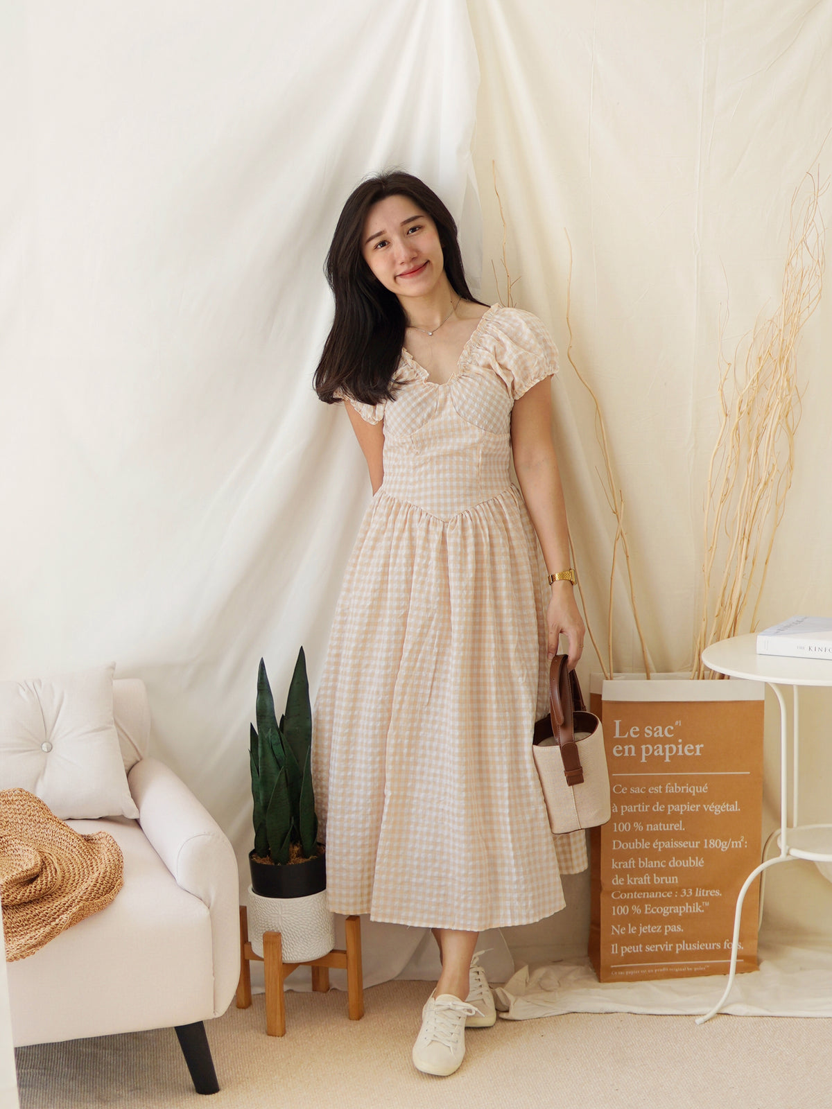 Soleil Plaid Puffy Dress