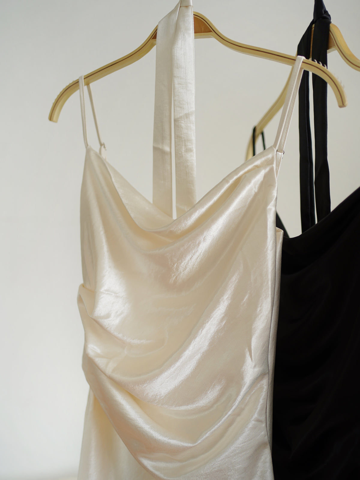 Katrina Satin Silk Cowl Dress (One piece layered-look dress)