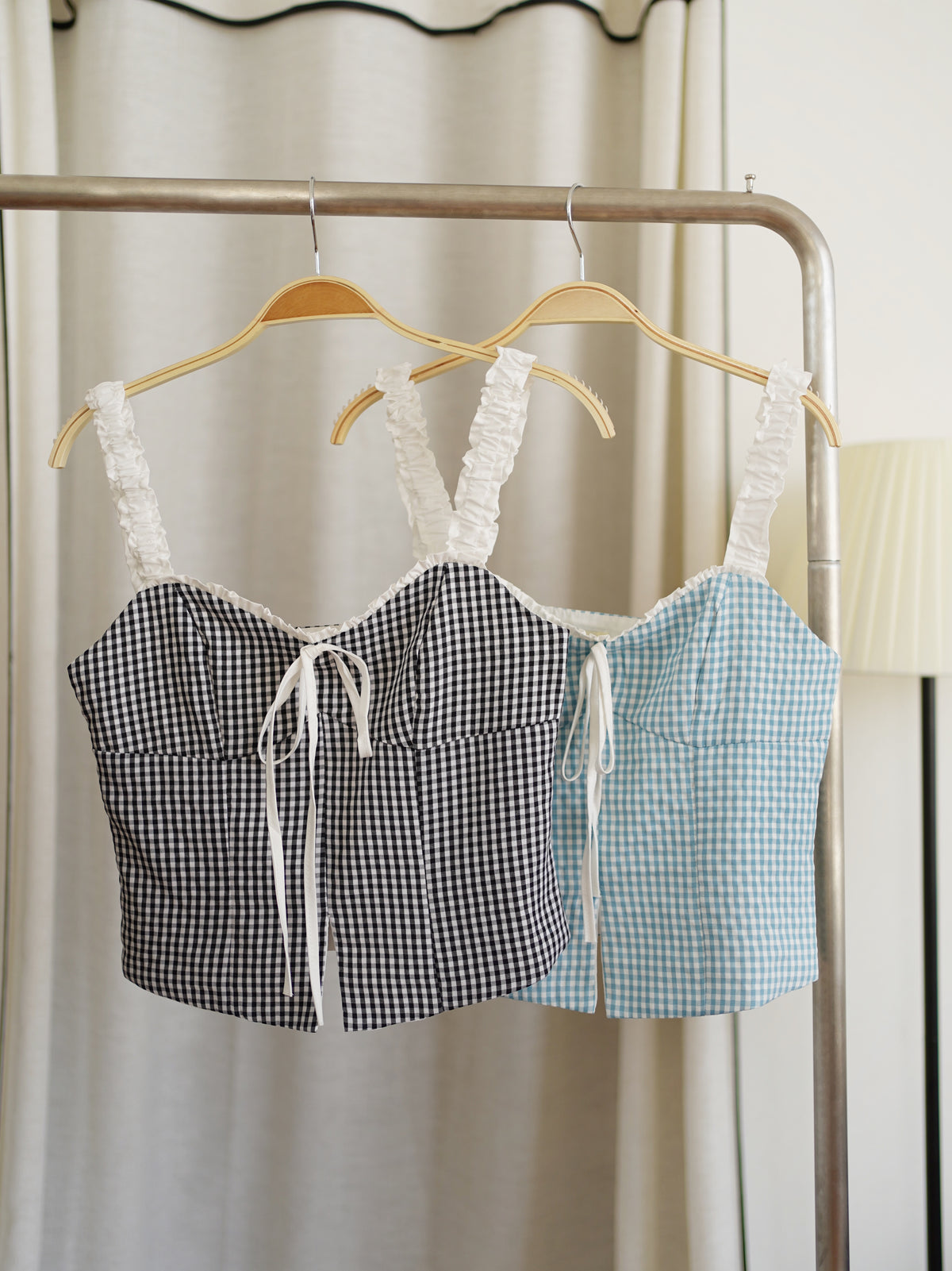 Claire Plaid Ribbon Top