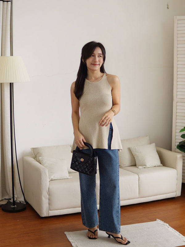 Cassandra Halter Split Top