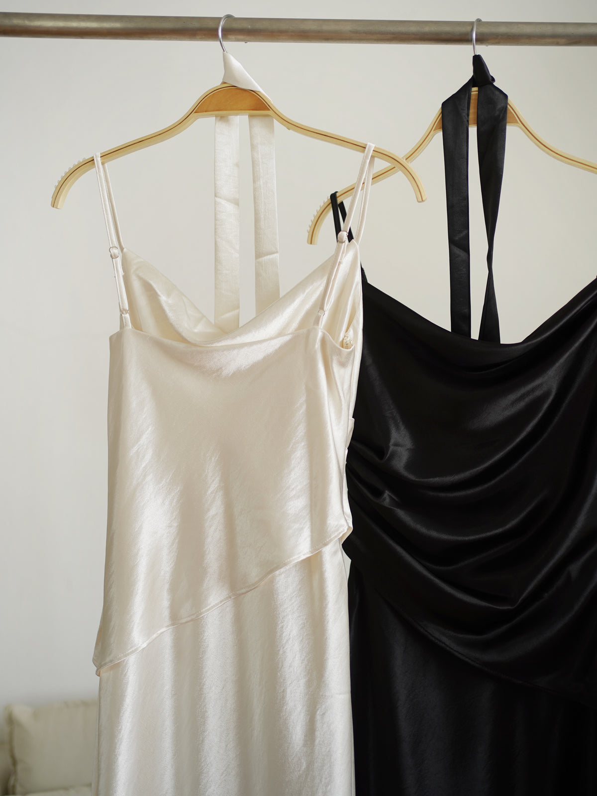 Katrina Satin Silk Cowl Dress (One piece layered-look dress)