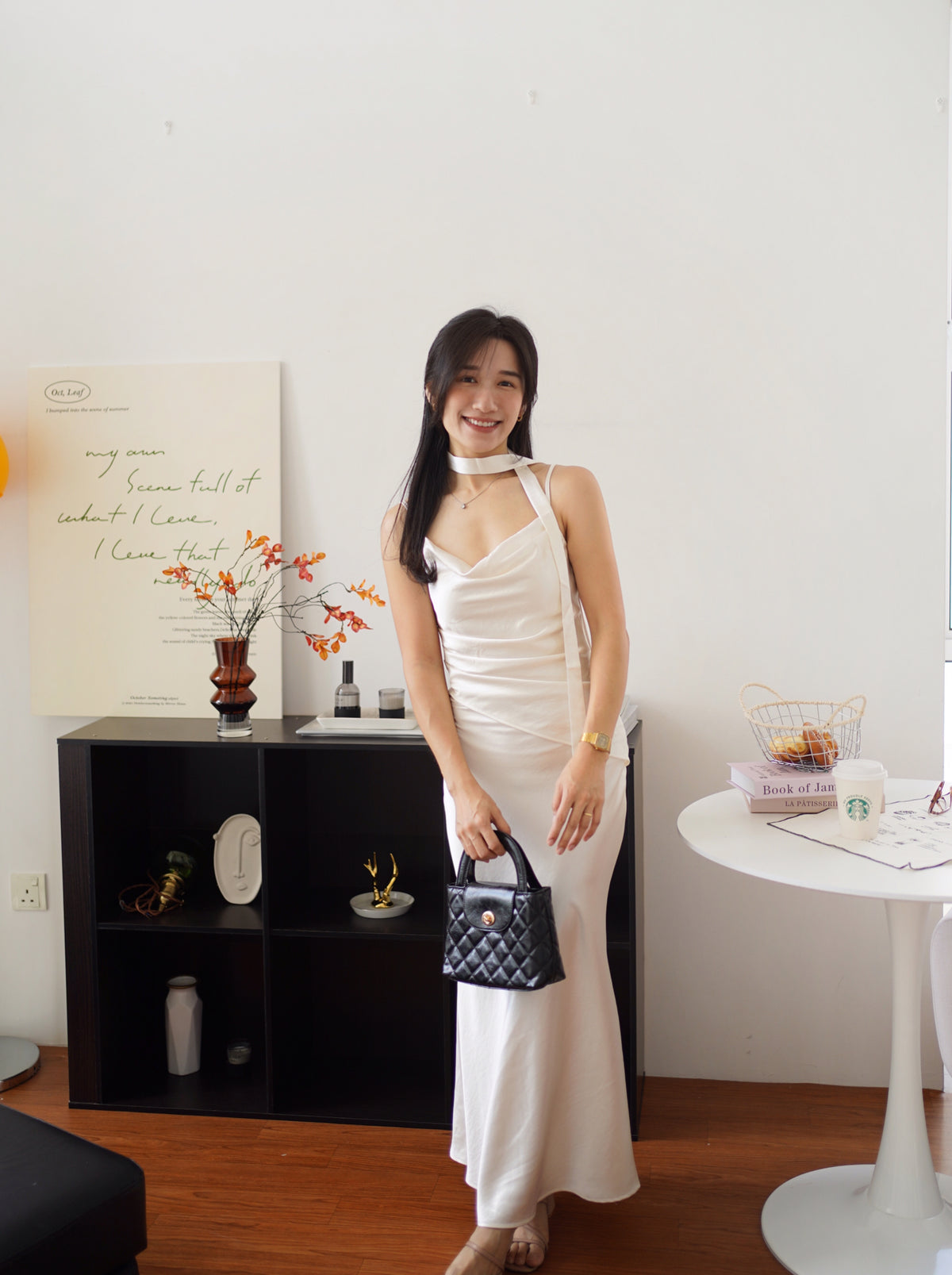 Katrina Satin Silk Cowl Dress (One piece layered-look dress)