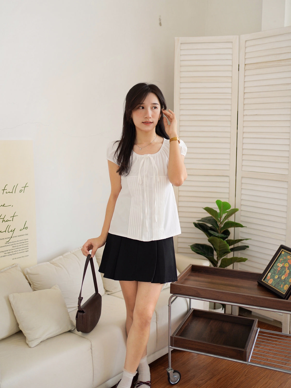 Julene Pleat Ribbon Top