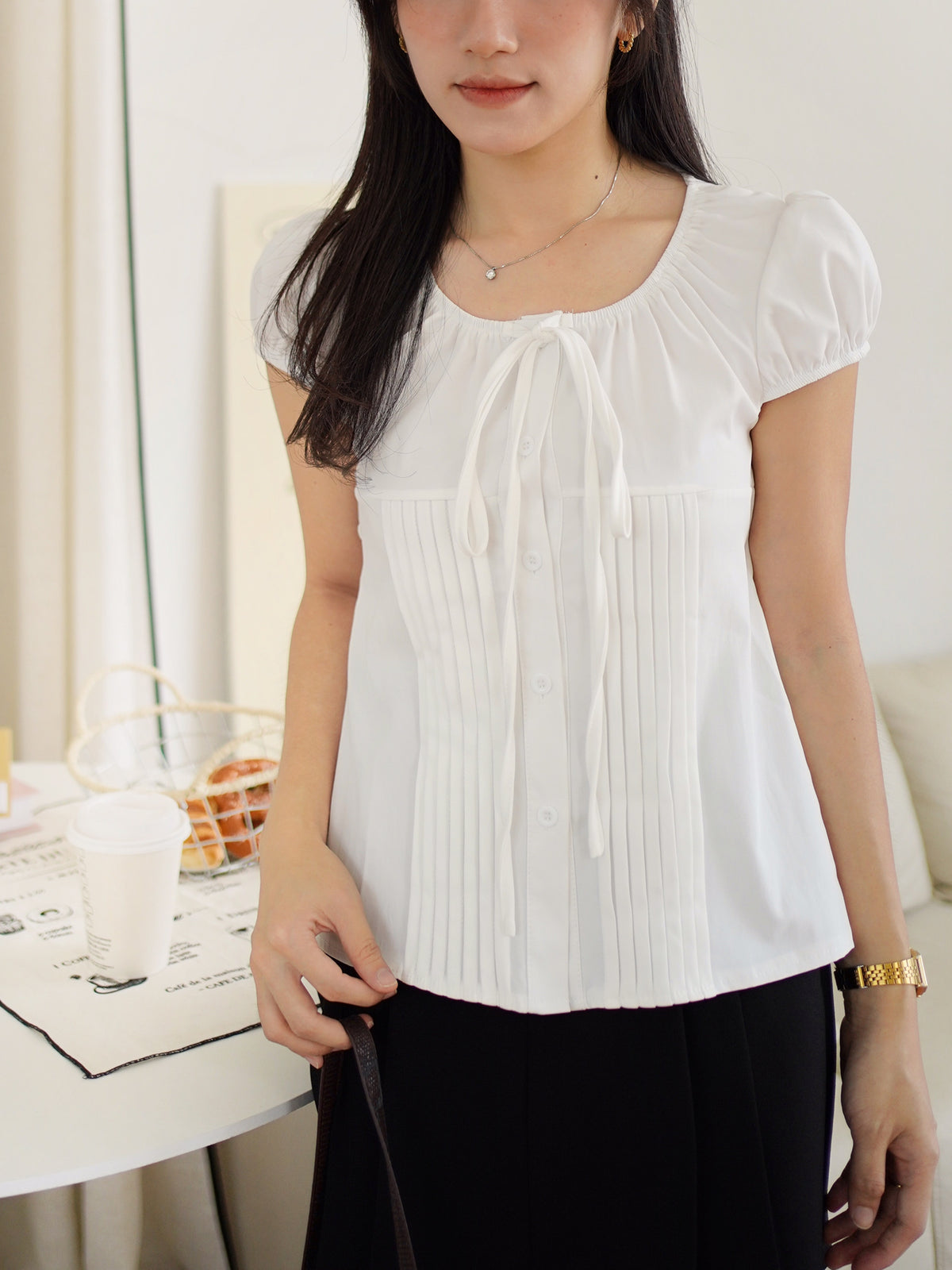 Julene Pleat Ribbon Top