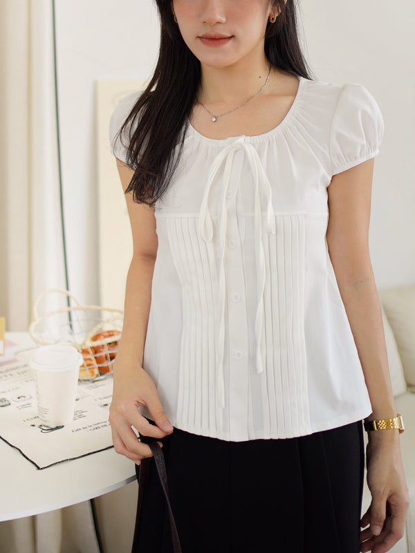 Julene Pleat Ribbon Top