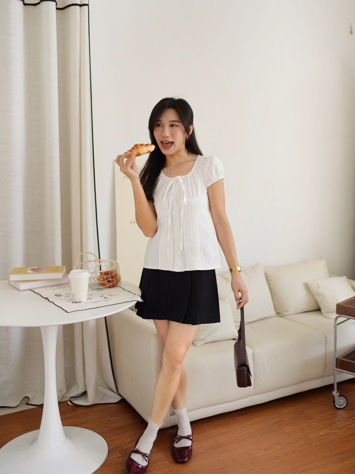 Julene Pleat Ribbon Top