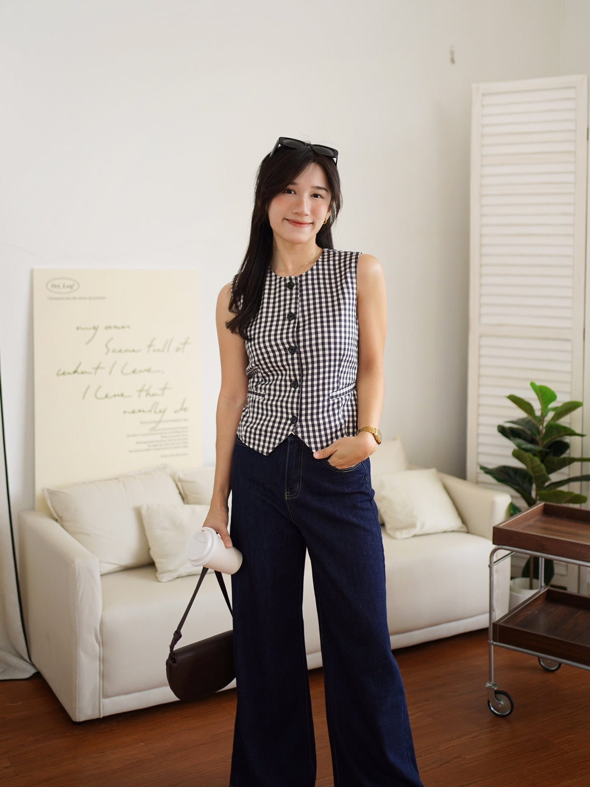 Louise Gingham Vest Top