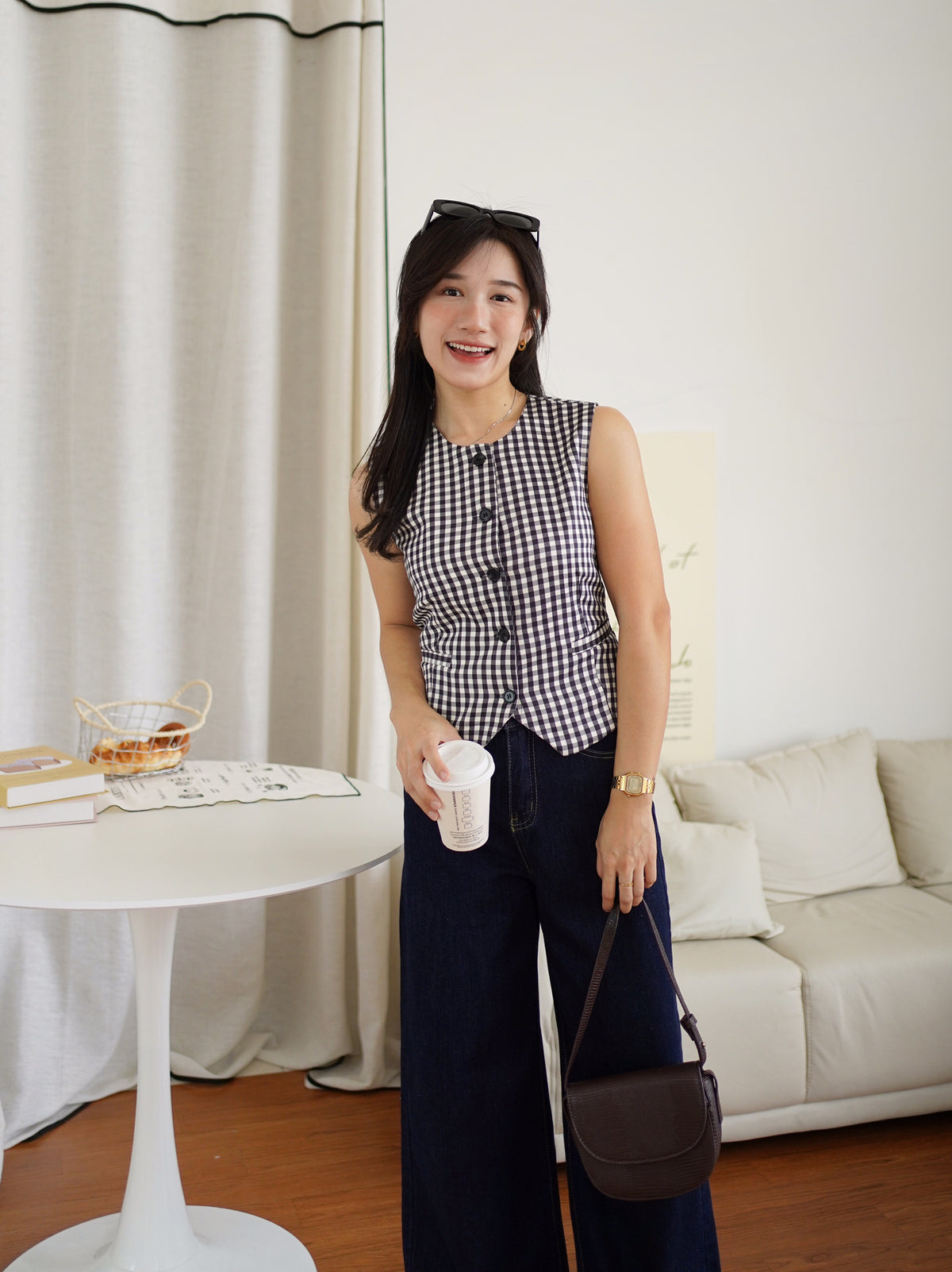 Louise Gingham Vest Top