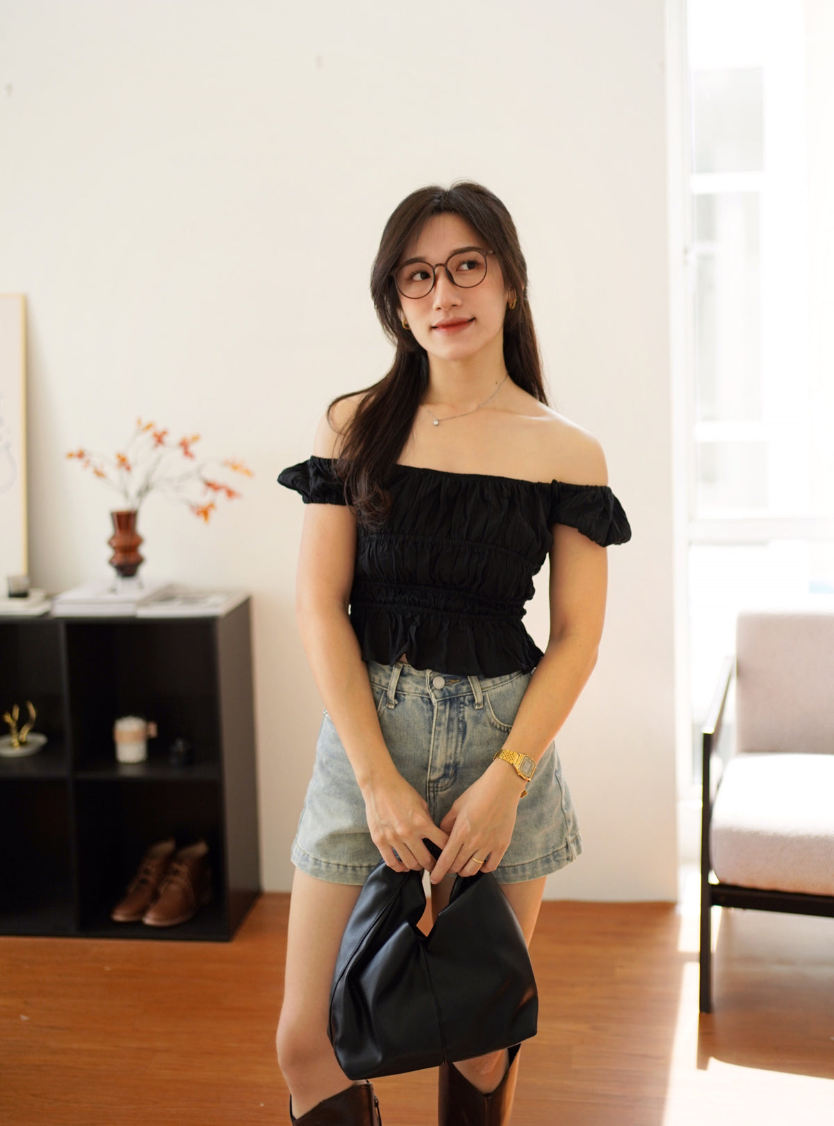 Katrine Crochet Ruched Top