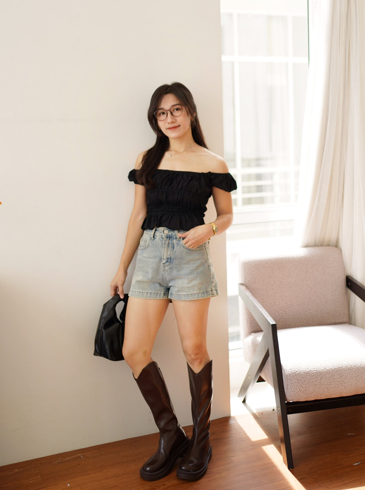 Katrine Crochet Ruched Top