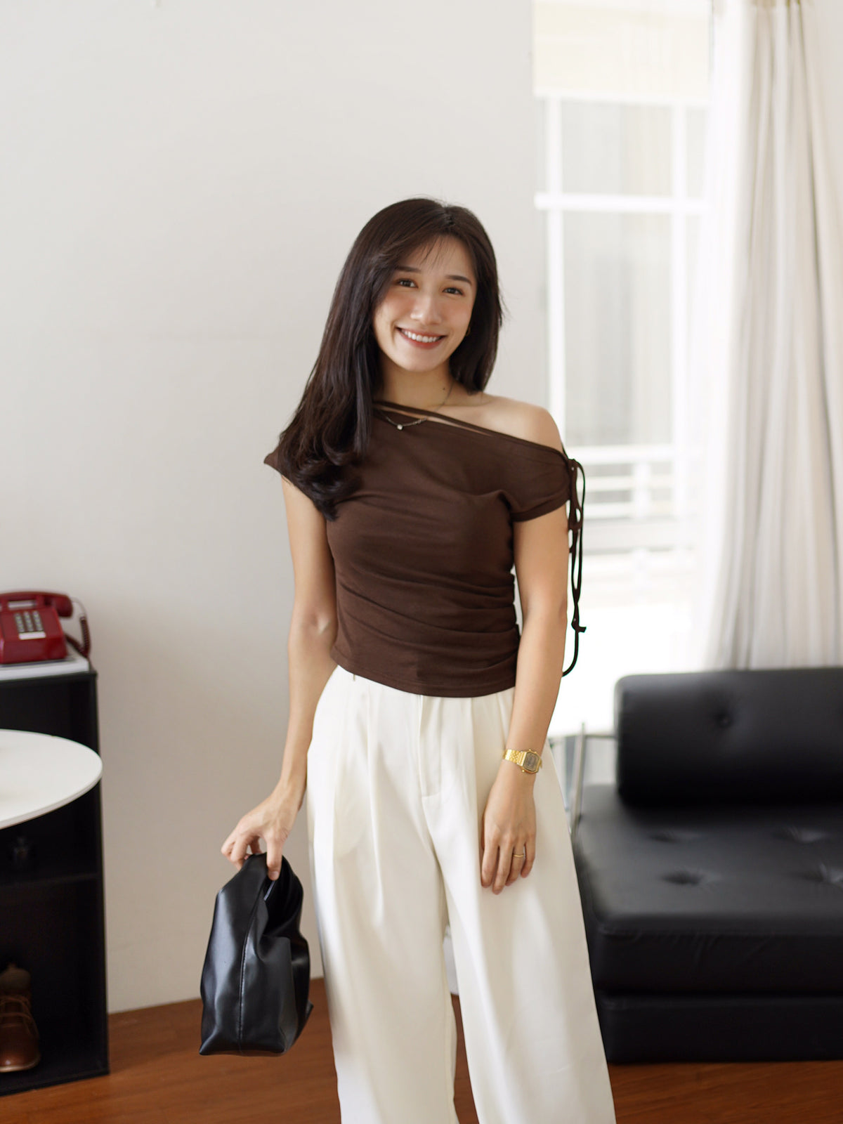 Colette Ruched Drape Top