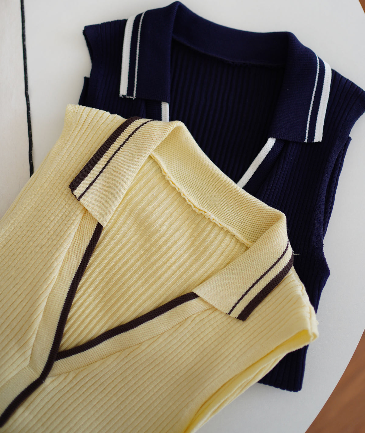 Varsity Contrast Rib Top