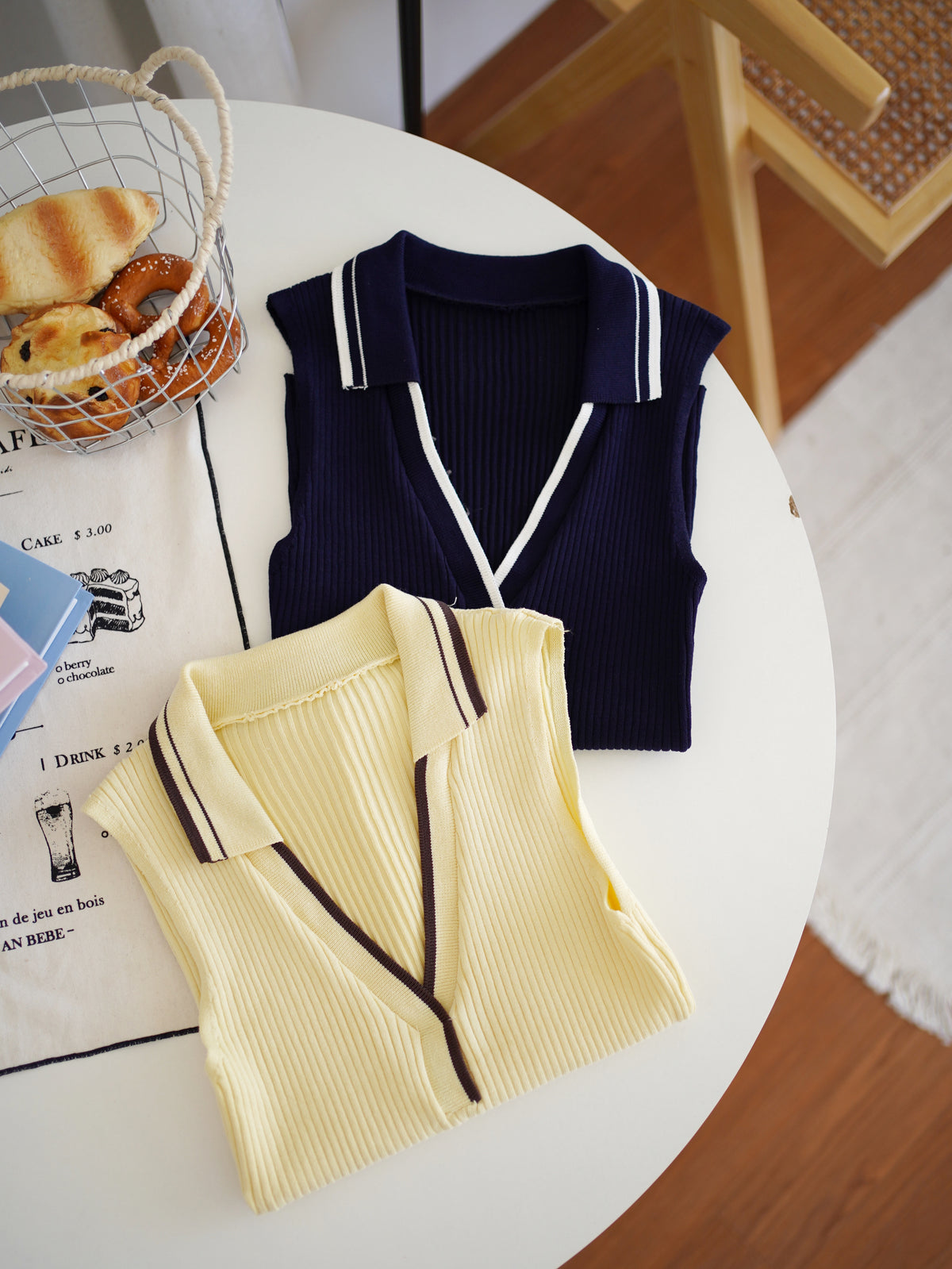 Varsity Contrast Rib Top