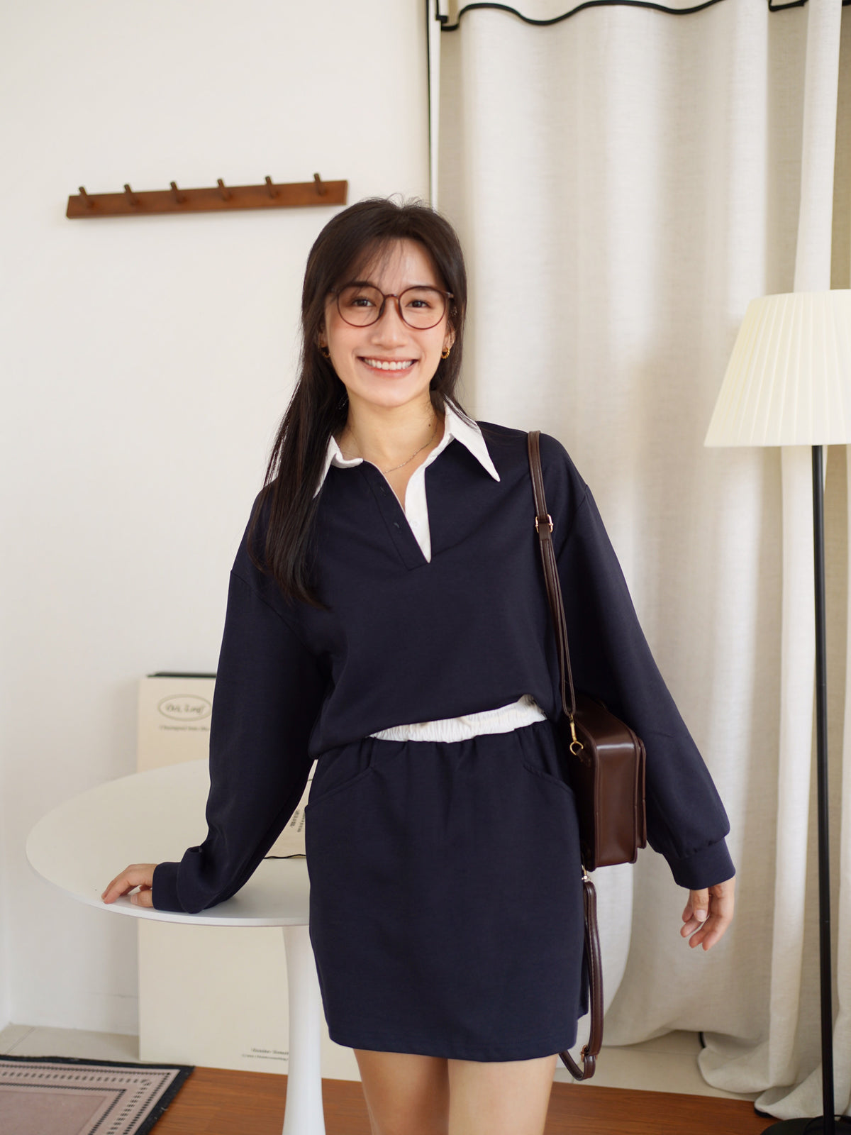 Polo Sweater Sporty Set (Skirt with inner pant)