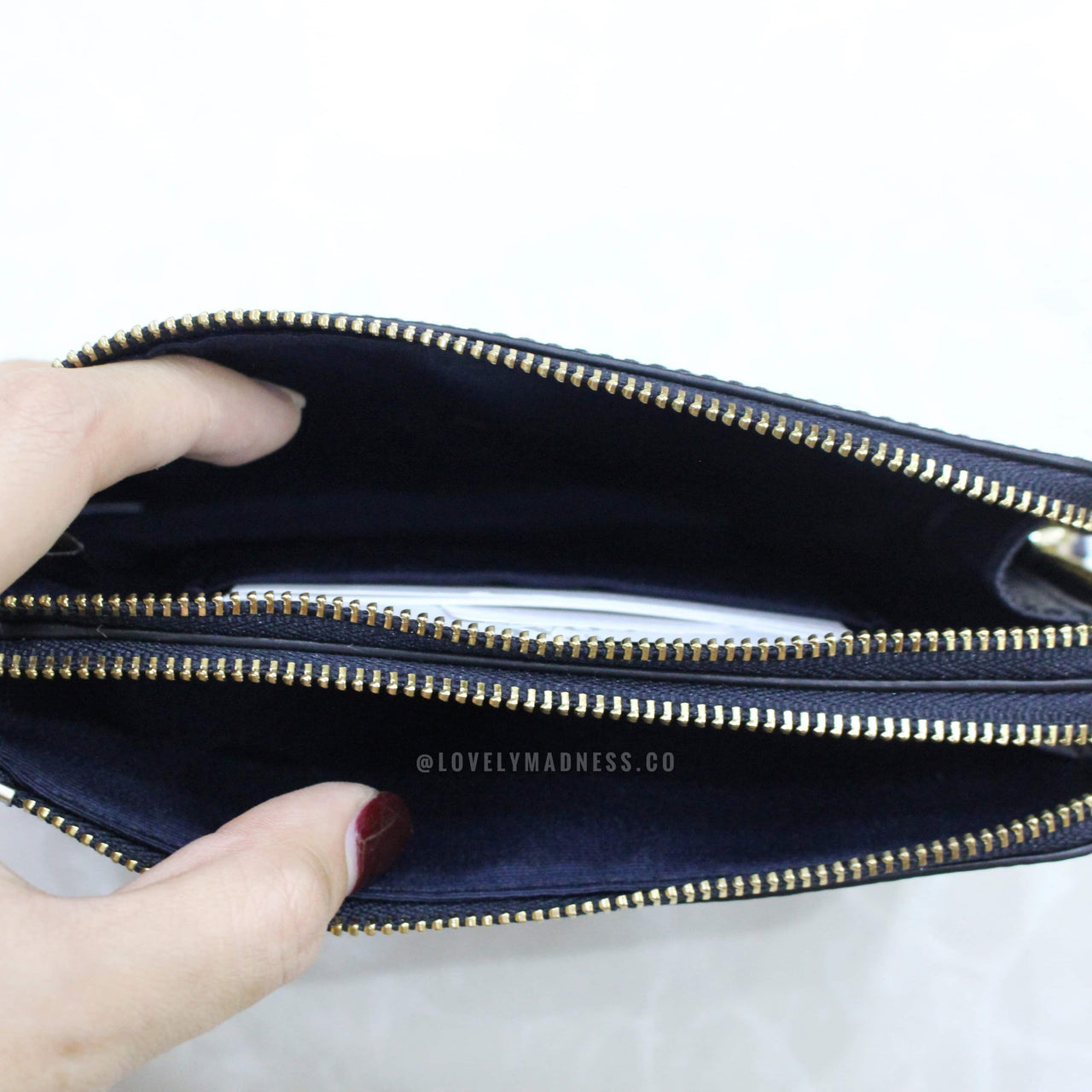 COACH DOUBLE CORNER ZIP WALLET POLISHED PEBBLE LEATHER - LovelyMadness Clothing Malaysia