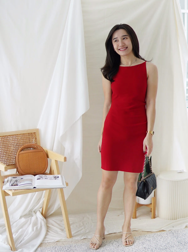 GABRIEL Straight Neck Dress - LovelyMadness Clothing Malaysia