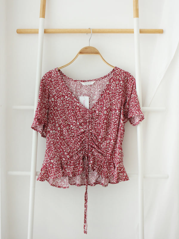 6ixty 8ight Red Floral Top - LovelyMadness Clothing Malaysia