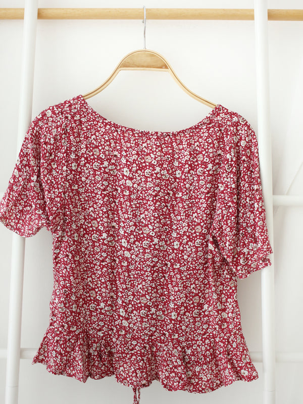6ixty 8ight Red Floral Top - LovelyMadness Clothing Malaysia
