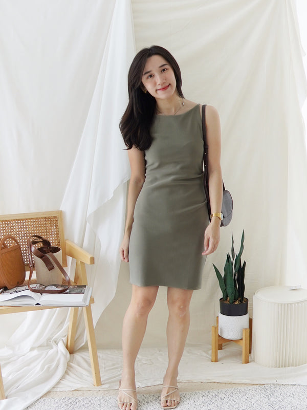 GABRIEL Straight Neck Dress - LovelyMadness Clothing Malaysia