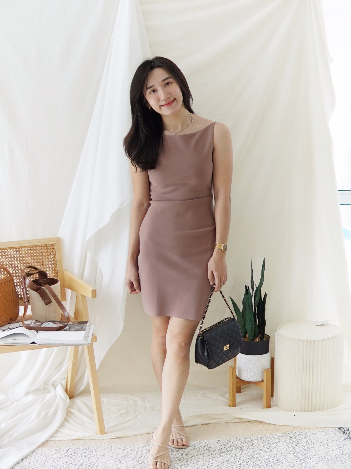 GABRIEL Straight Neck Dress - LovelyMadness Clothing Malaysia