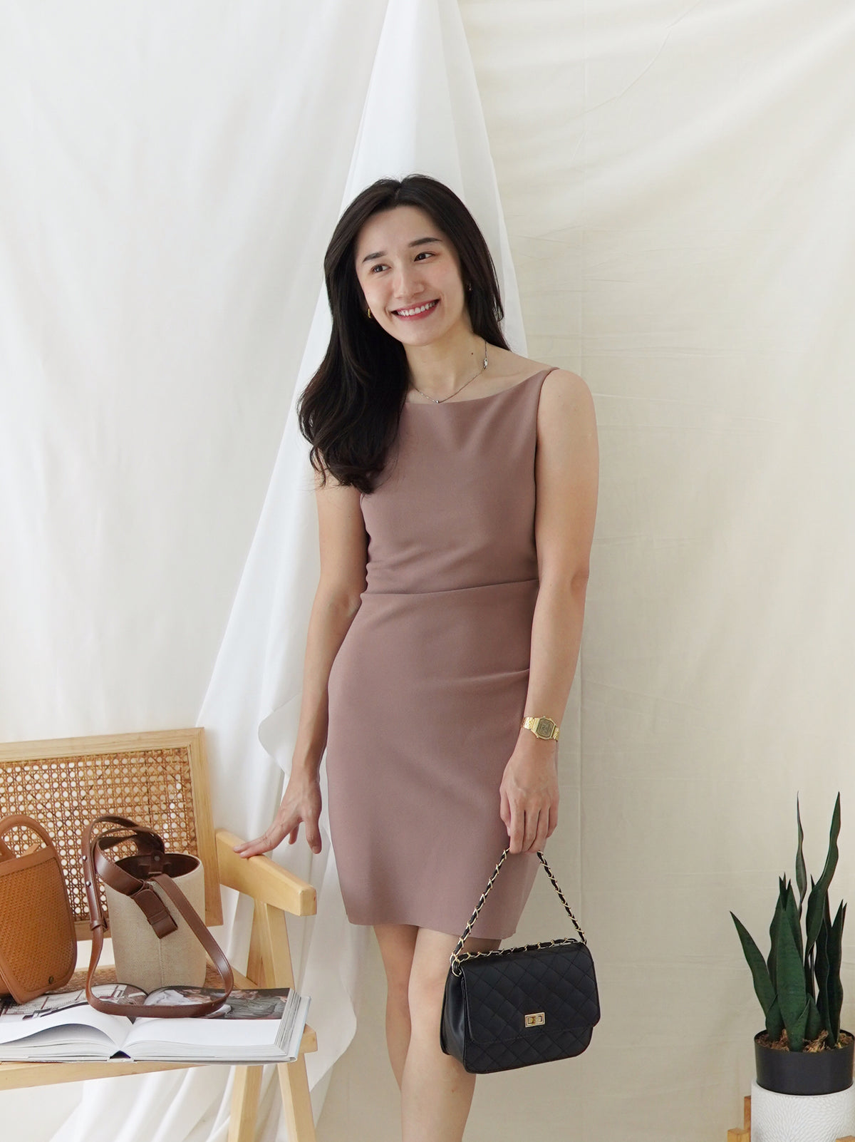 GABRIEL Straight Neck Dress - LovelyMadness Clothing Malaysia