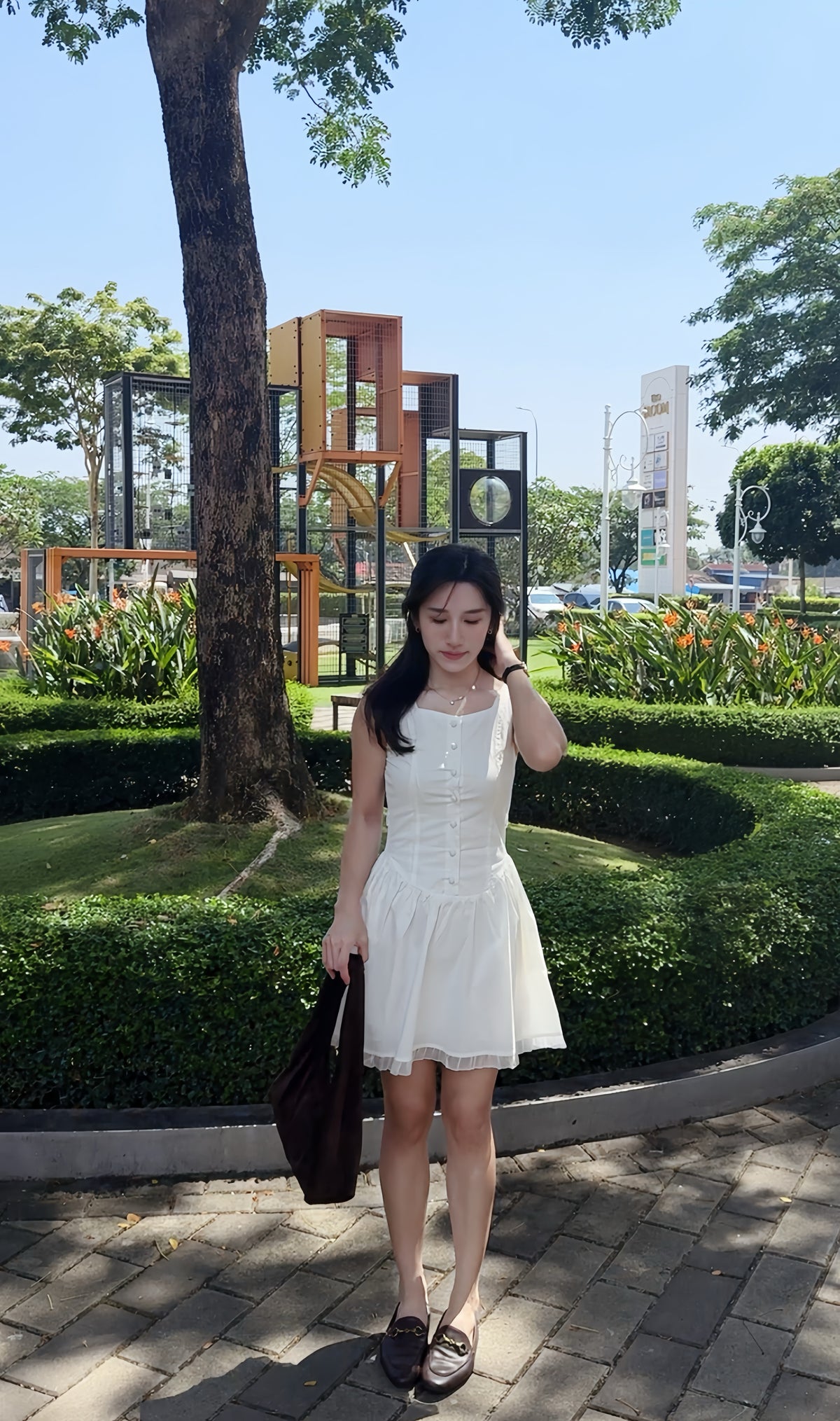 Sophia button-front mini dress - LovelyMadness Clothing Malaysia