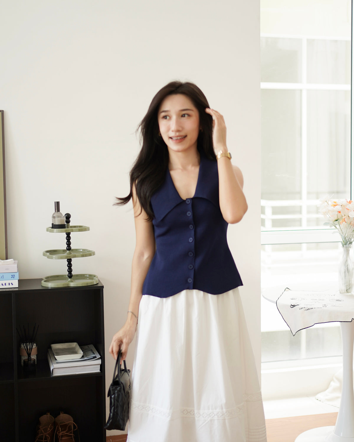 Ophelia Collar Button Top