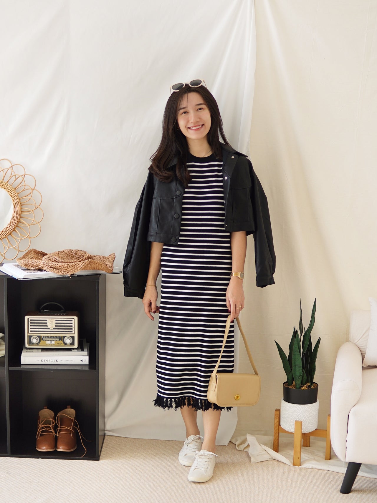 MARCHE STRIPE KNIT FRAY DRESS