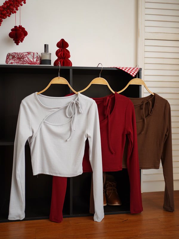 Hazel Ribbon Oblique Top - LovelyMadness Clothing Malaysia