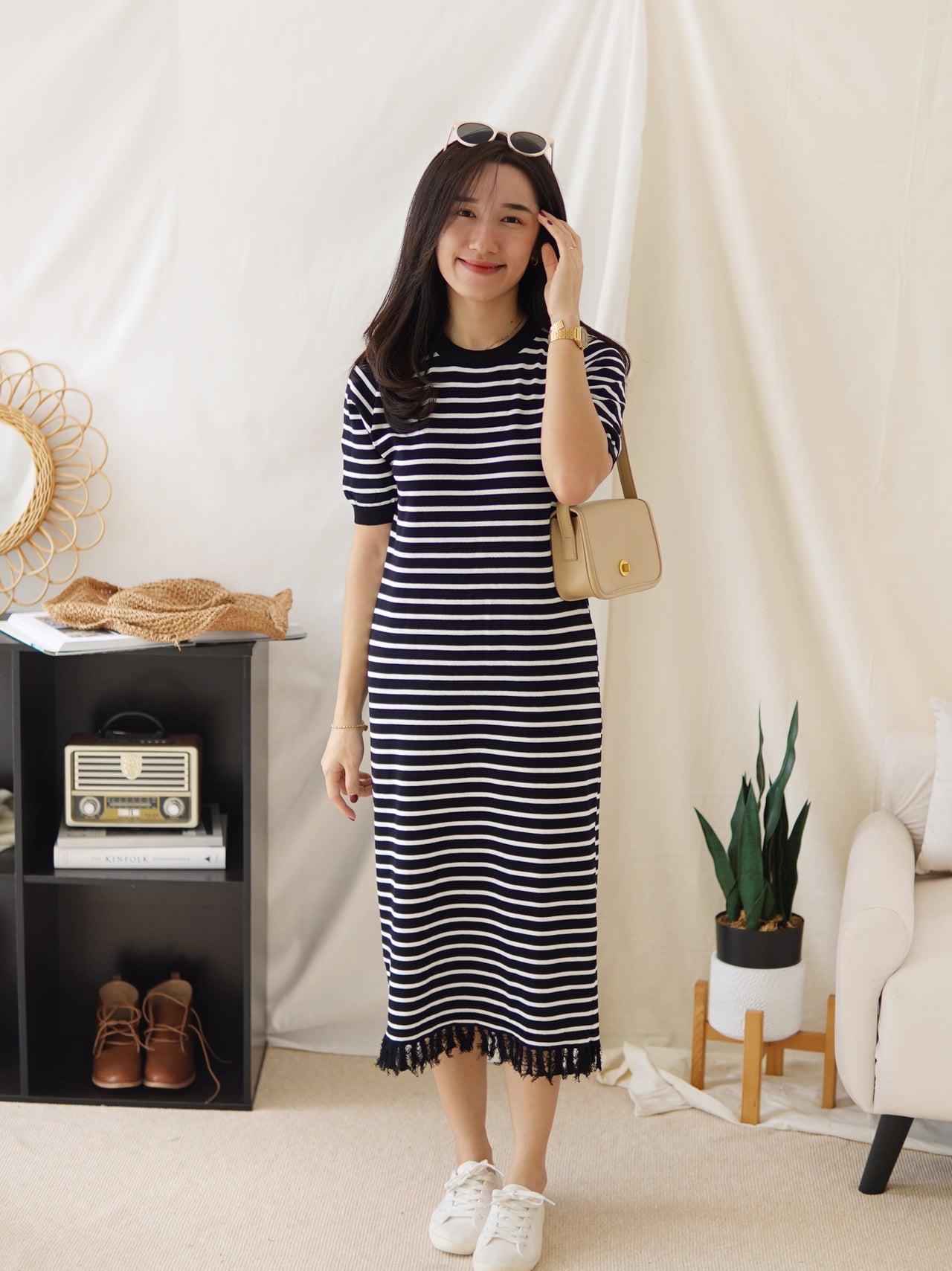 MARCHE STRIPE KNIT FRAY DRESS