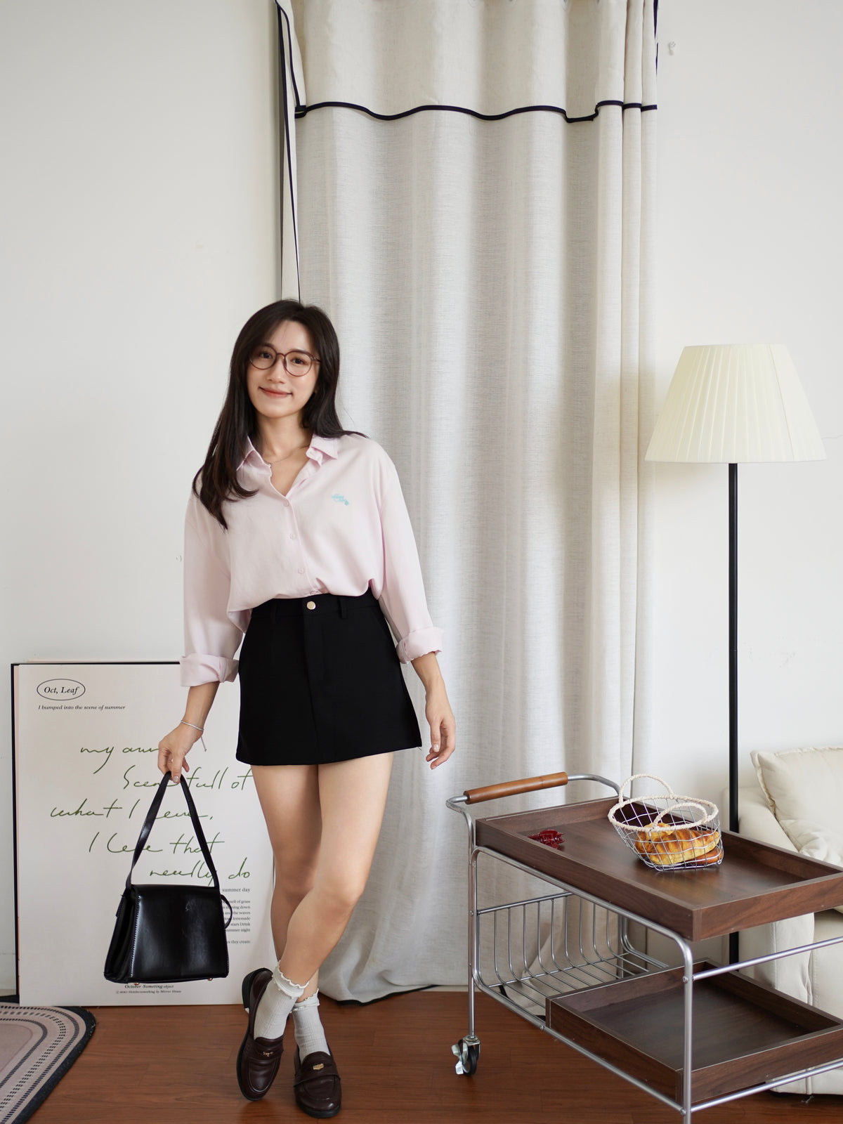 Embroidery Boxy Shirt (Anti-wrinkle fabric)