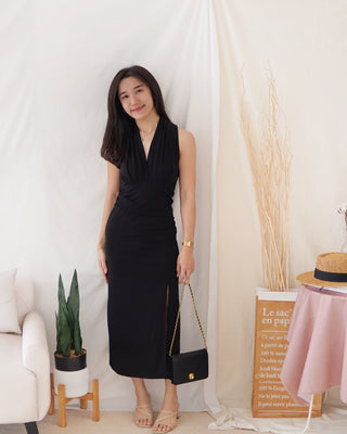 LAUREN DEEP V SPLIT DRESS