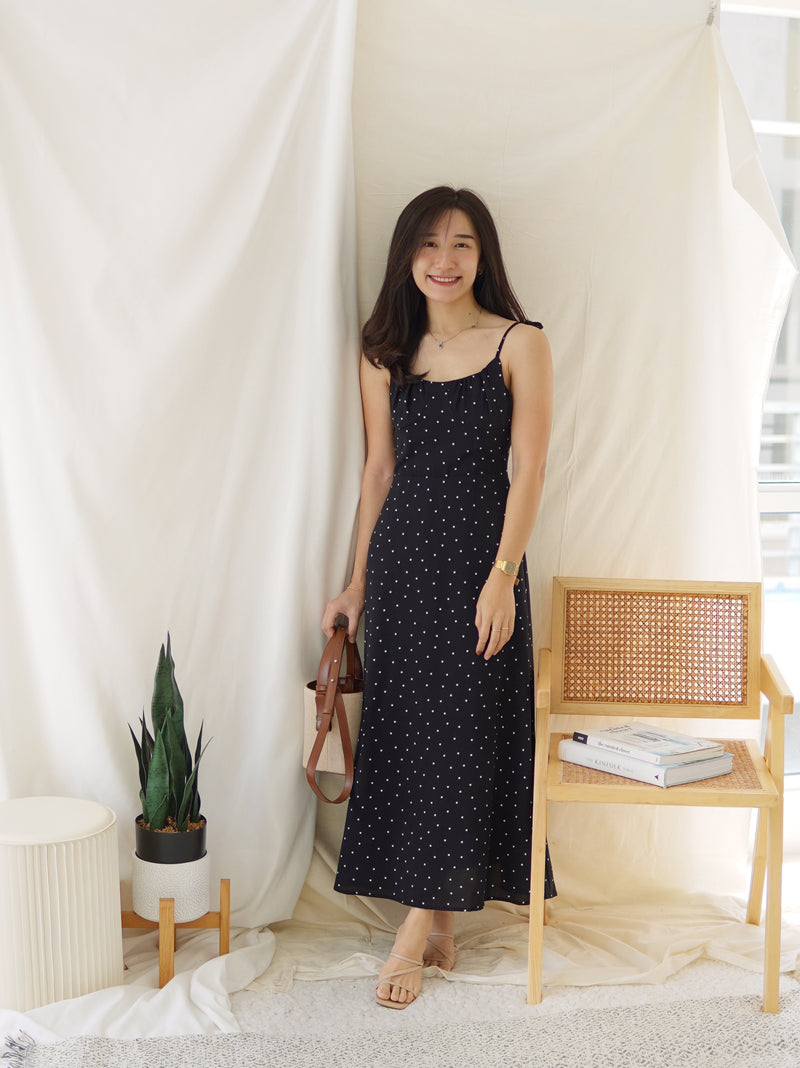 VIVI POLKADOTS BLACK DRESS