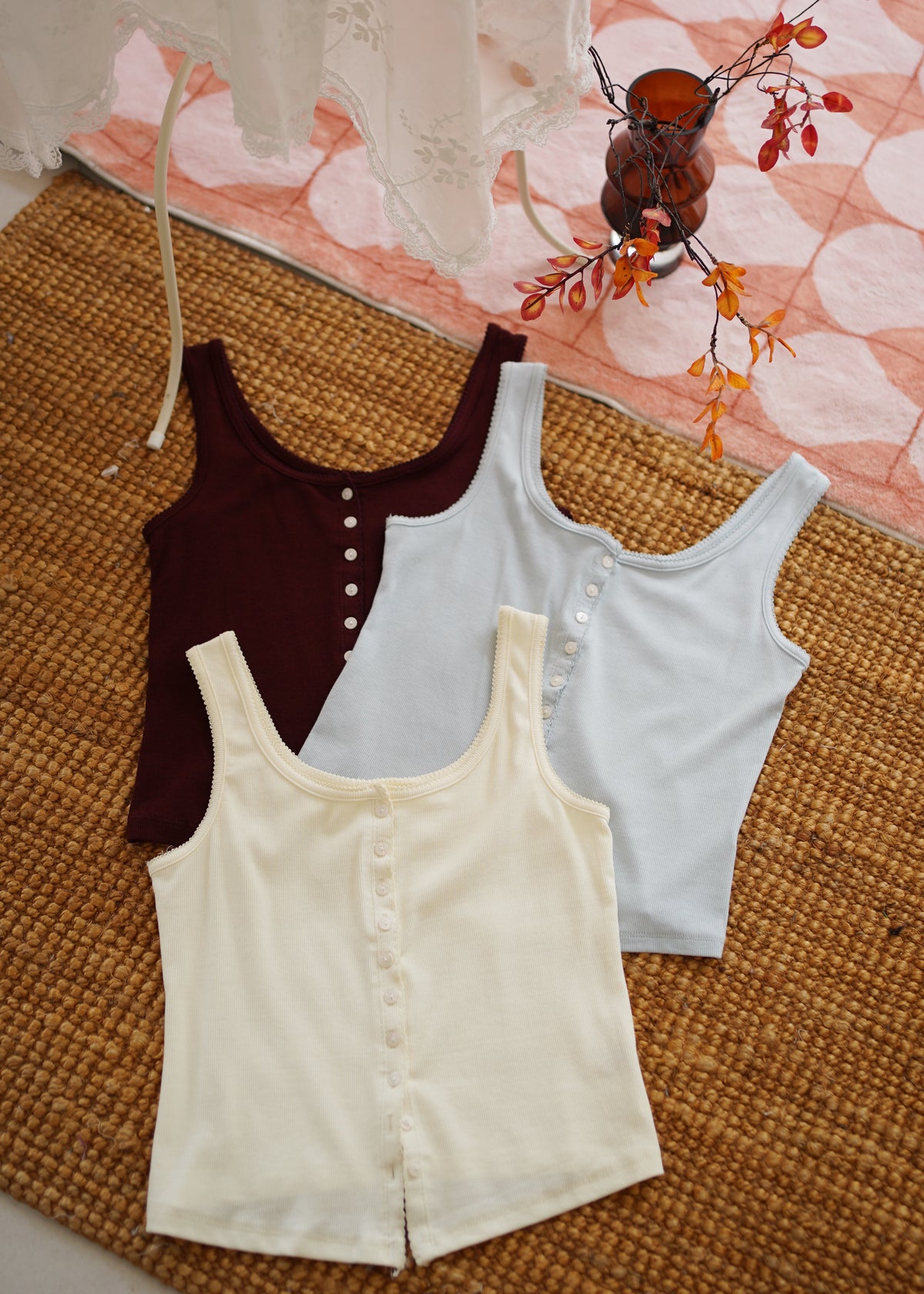 Button Scallop Trim Top