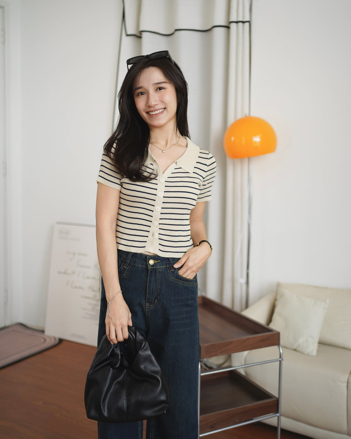 Stripe Knit Collar Top - LovelyMadness Clothing Malaysia