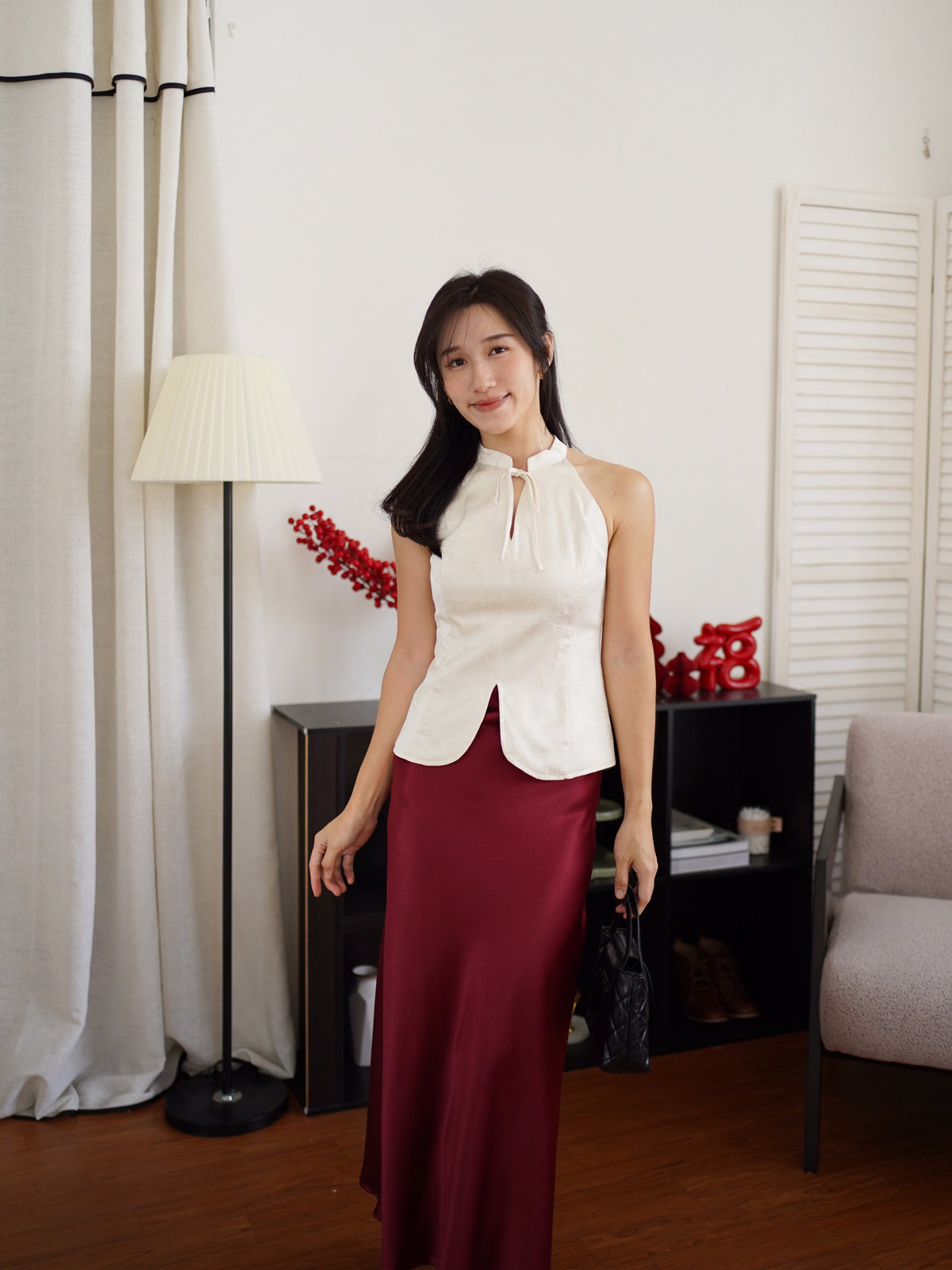 Maroon Satin Skirt