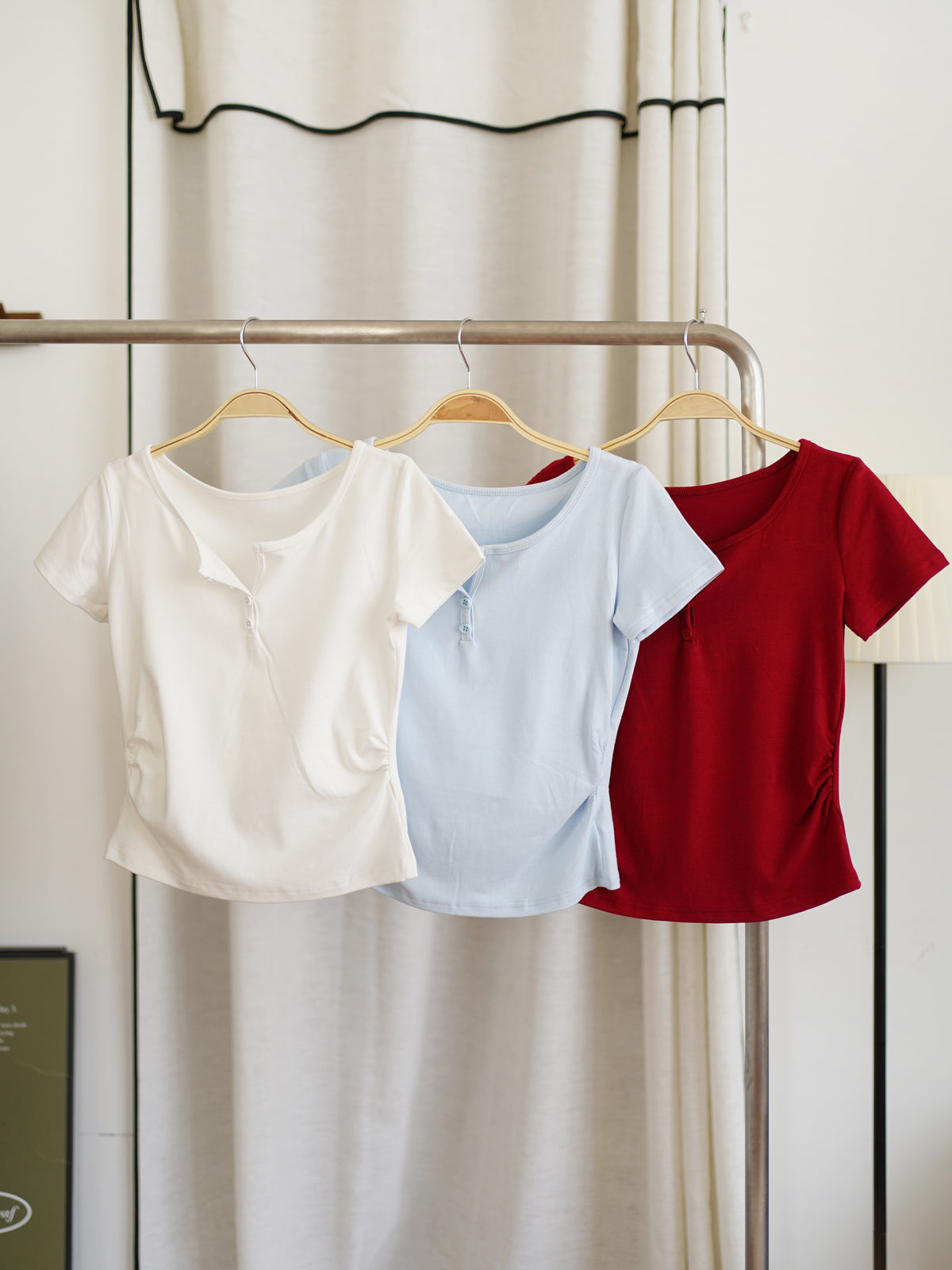 Lora Button Fitted Top