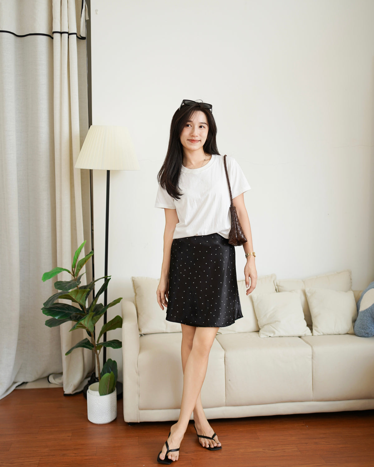 Polkadots Satin Skirt