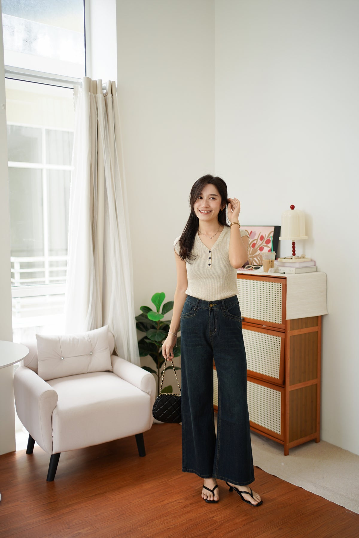 [LM.made] Serine Denim Wide-leg Jeans - LovelyMadness Clothing Malaysia