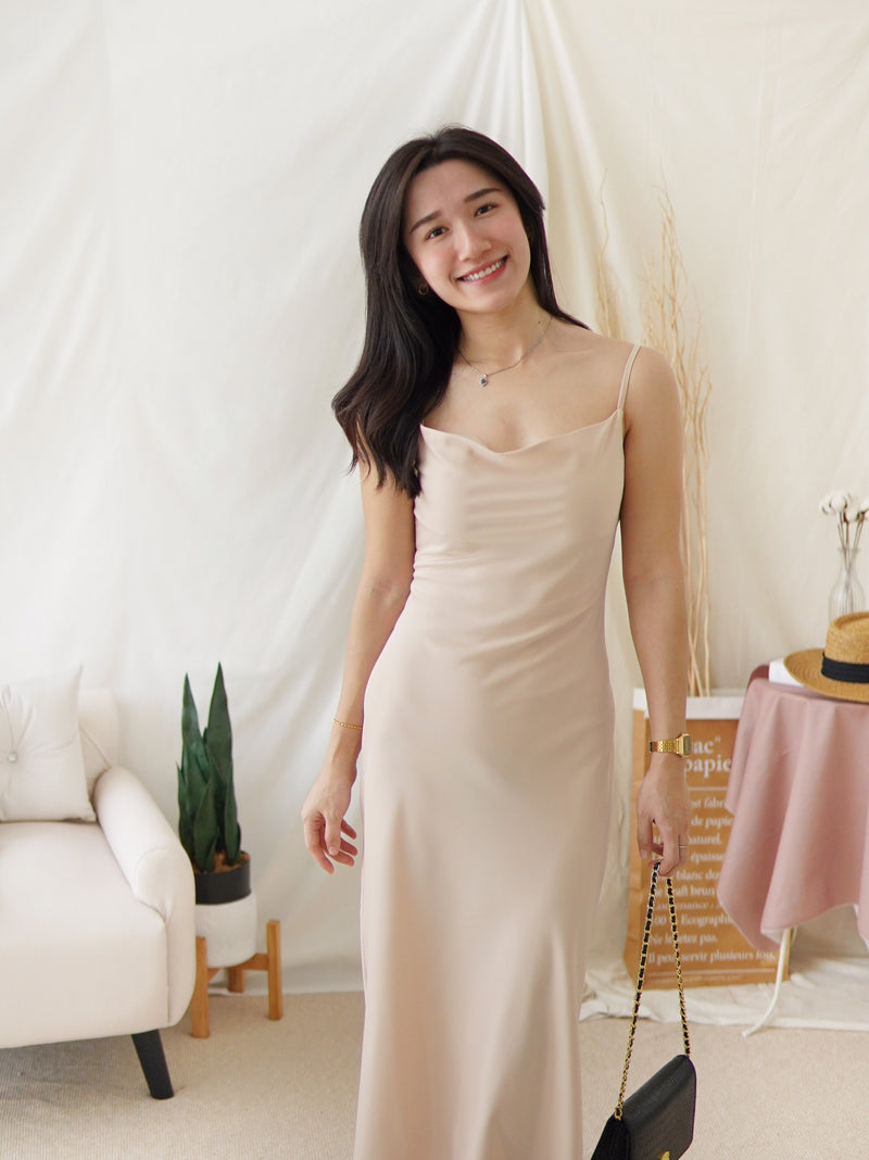 HARPER SATIN COWL DRESS
