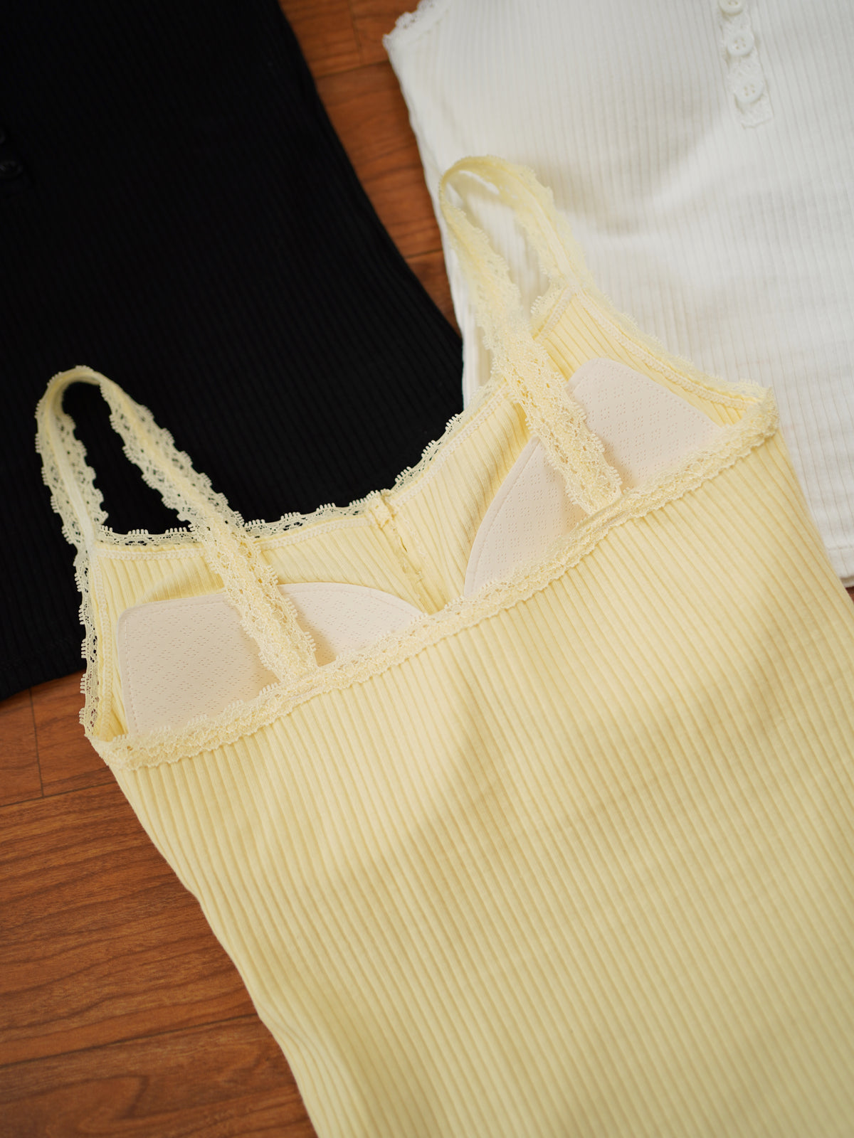 Eyelet Lace Trim Padded Tank