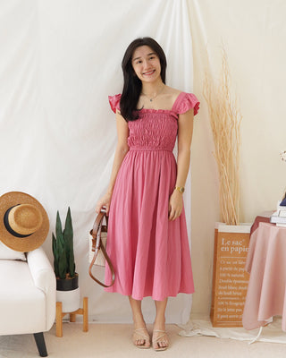 Pink Ruffle Smocked Dress