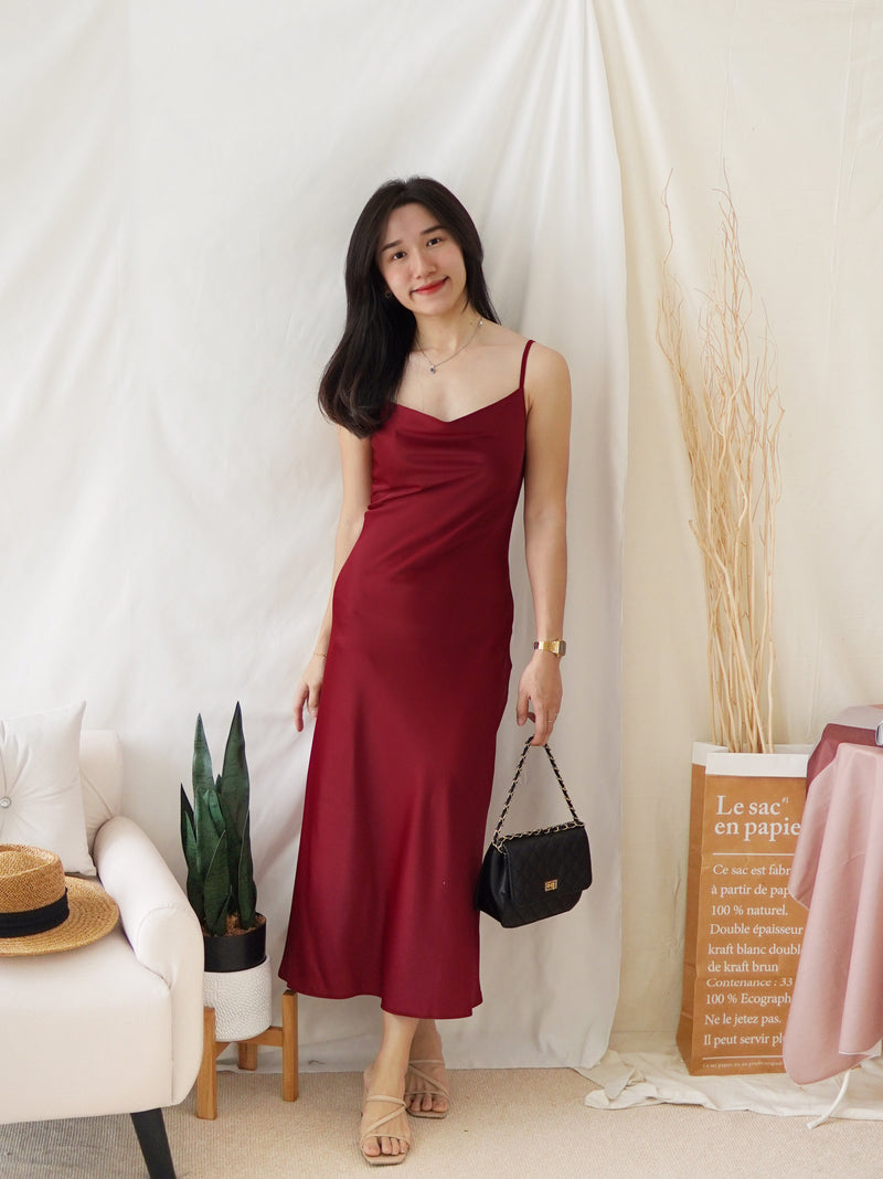 HARPER SATIN COWL DRESS