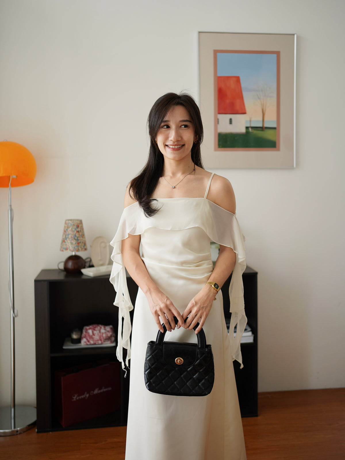 Elara Ruffle Satin Dress