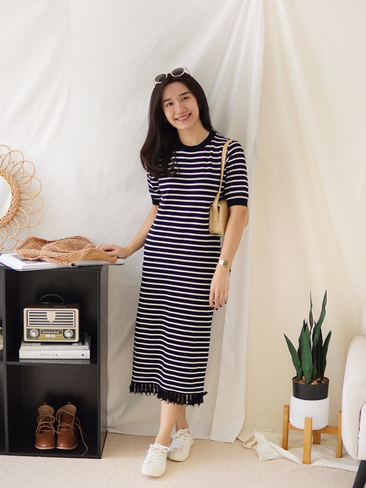 MARCHE STRIPE KNIT FRAY DRESS