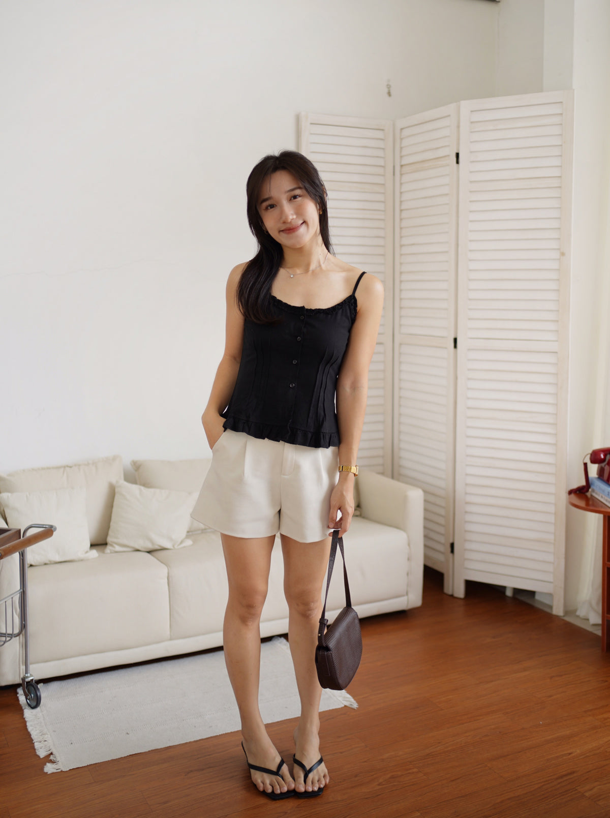 Vanessa Ruffle Button Cami